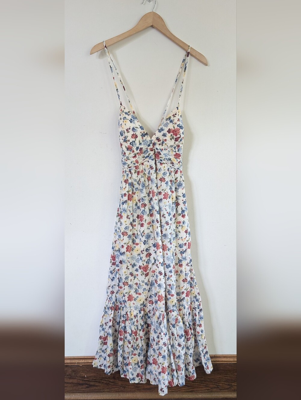 NWT NEW Abercrombie & Fitch Bra-Free Tie-Back Flowy Maxi Dress SMALL PETITE SP - Picture 3 of 9